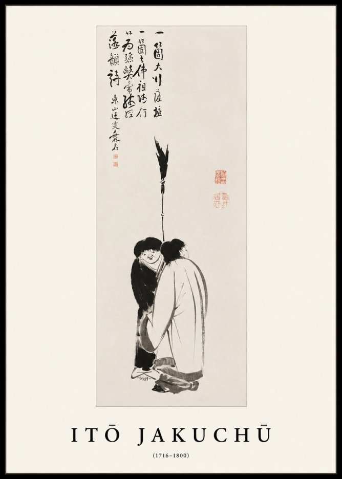 Itō Jakuchū Two Figures Holding a Staff No1 - Plakat