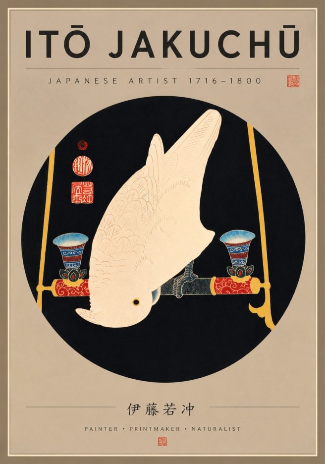 Itō Jakuchū White Cockatoo No7 - Plakat