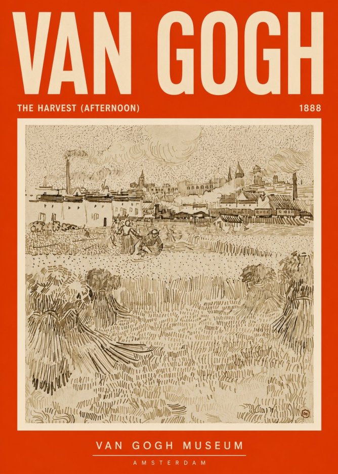 Van Gogh The Harvest (Afternoon) No5 - Plakat