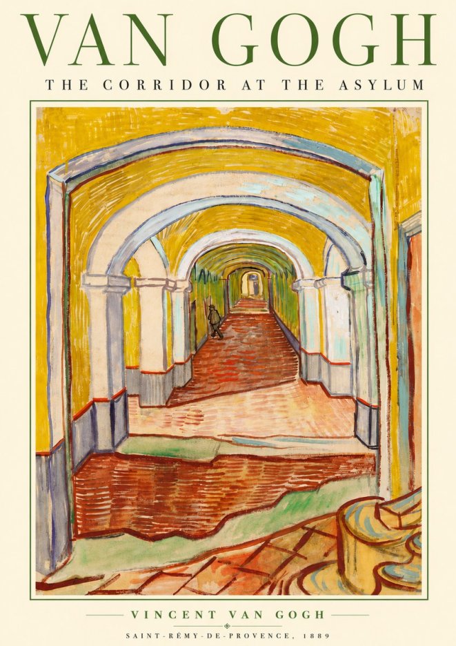 Van Gogh The Corridor at the Asylum No5 - Plakat