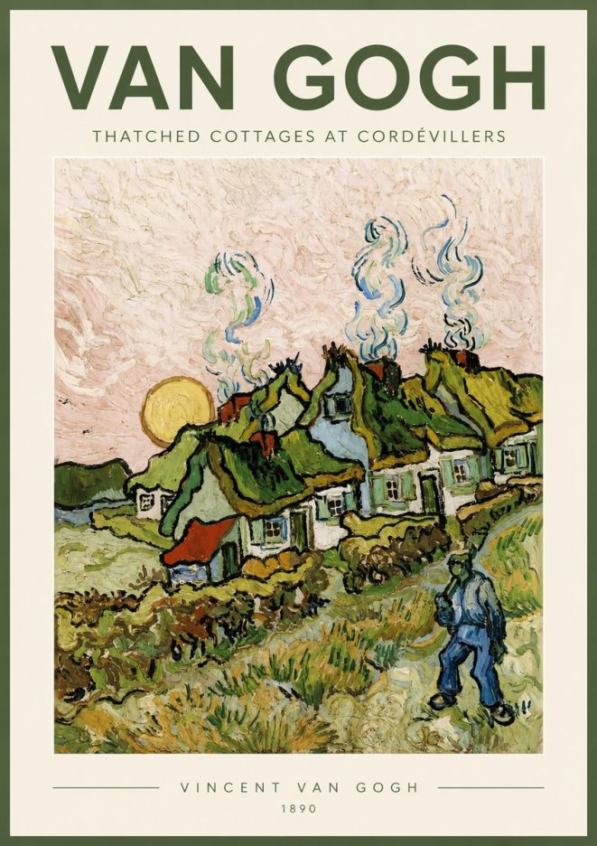Van Gogh Cottages with Thatched Roofs No4 - Plakat