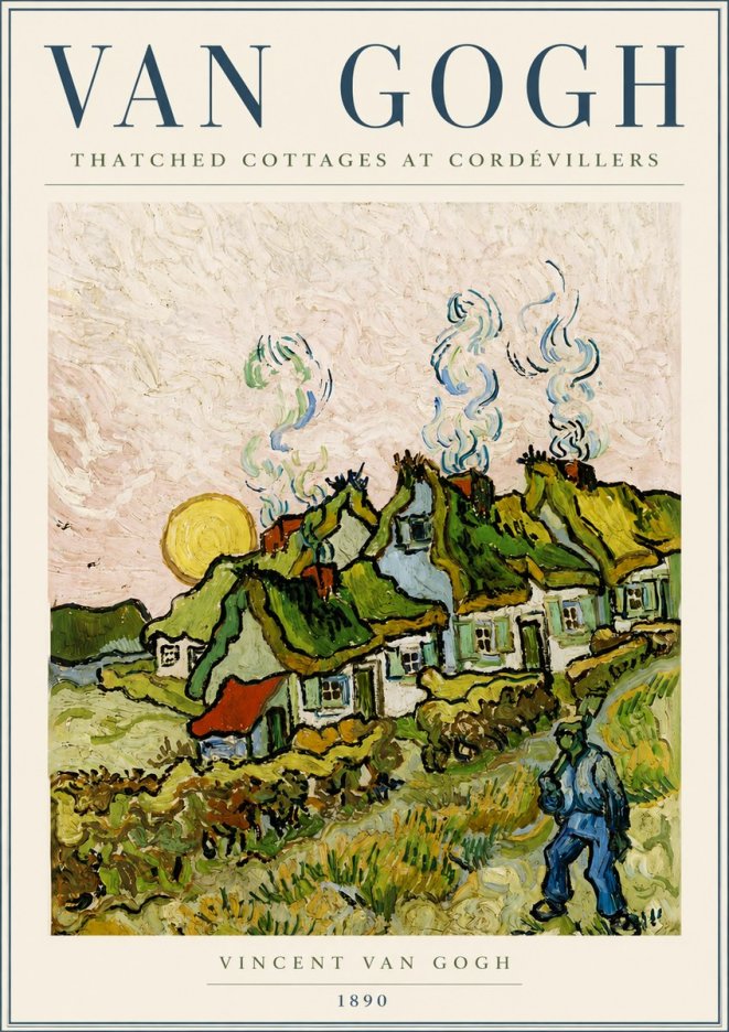 Van Gogh Cottages with Thatched Roofs No6 - Plakat