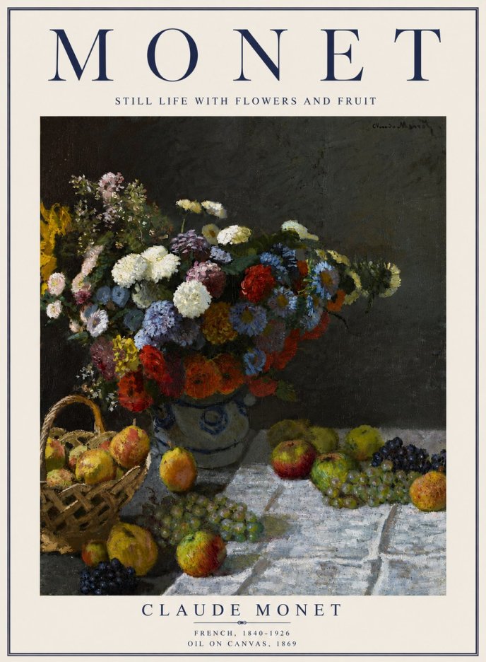 Monet Still Life with Flowers and Fruit No6 - Plakat