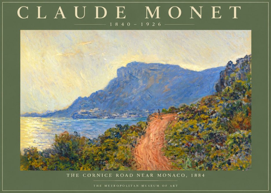 Monet The Cornice Road Near Monaco No6 - Plakat
