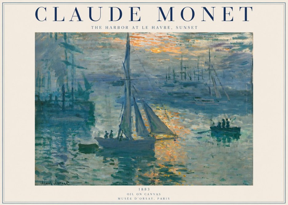 Monet The Harbor at Le Havre, Sunset No2 - Plakat