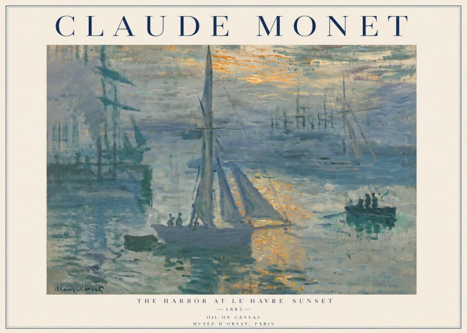 Monet The Harbor at Le Havre, Sunset No4 - Plakat