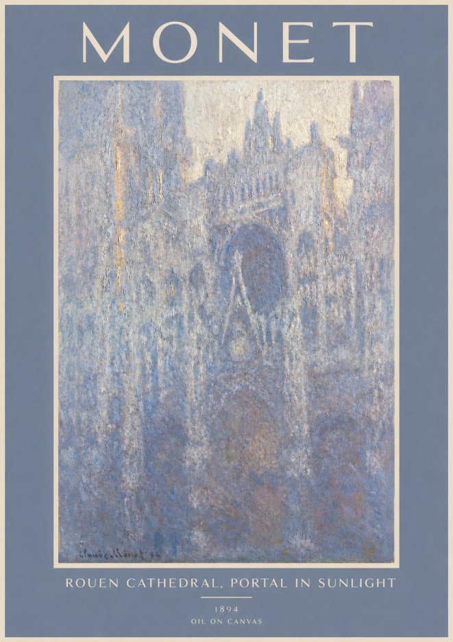 Monet Rouen Cathedral, Portal in Sunlight No2 - Plakat