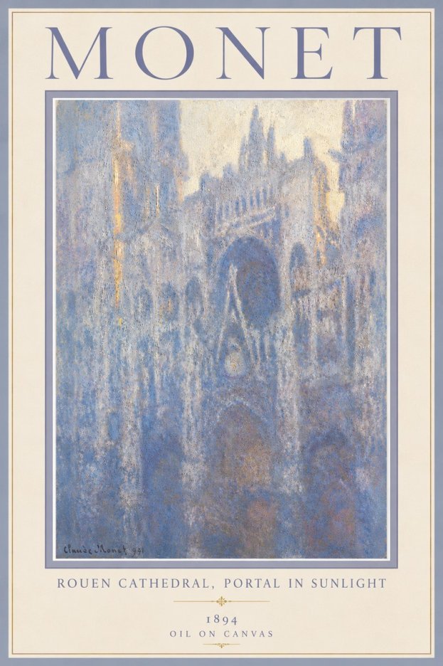 Monet Rouen Cathedral, Portal in Sunlight No5 - Plakat
