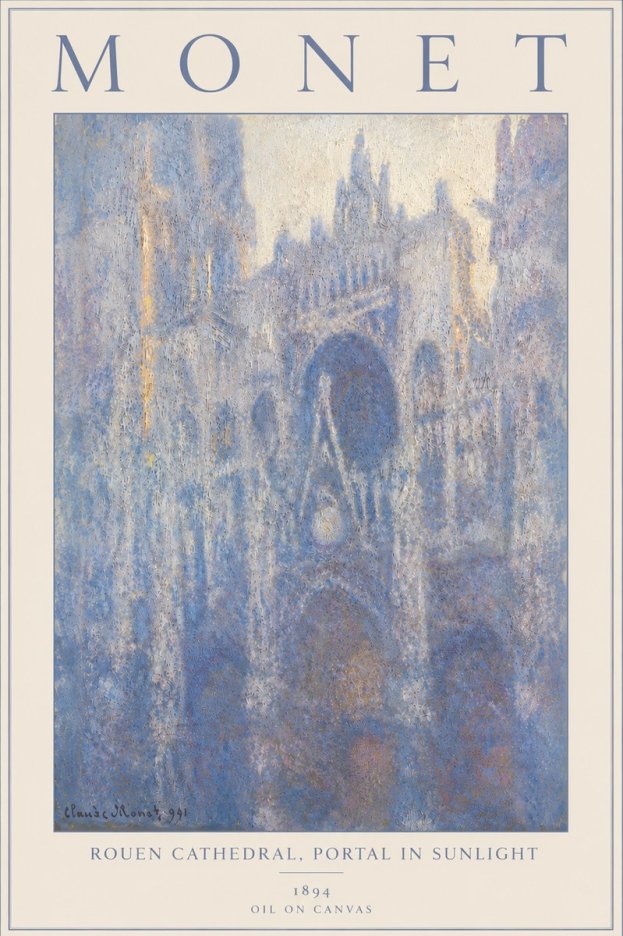 Monet Rouen Cathedral, Portal in Sunlight No6 - Plakat
