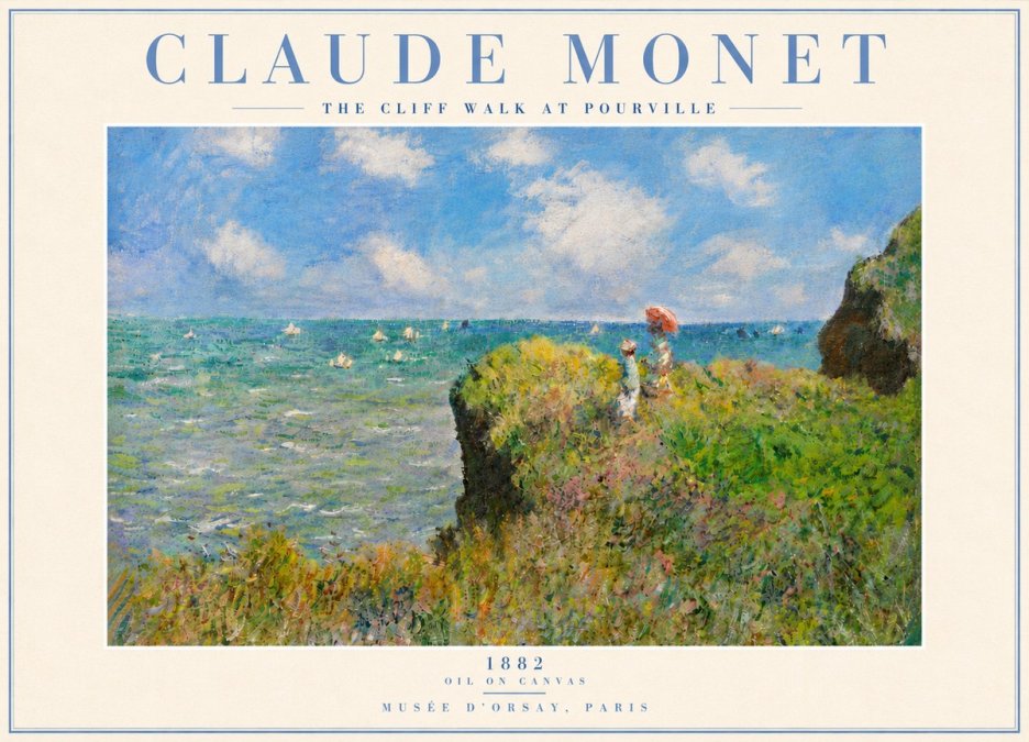 Monet The Cliff Walk at Pourville No6 - Plakat