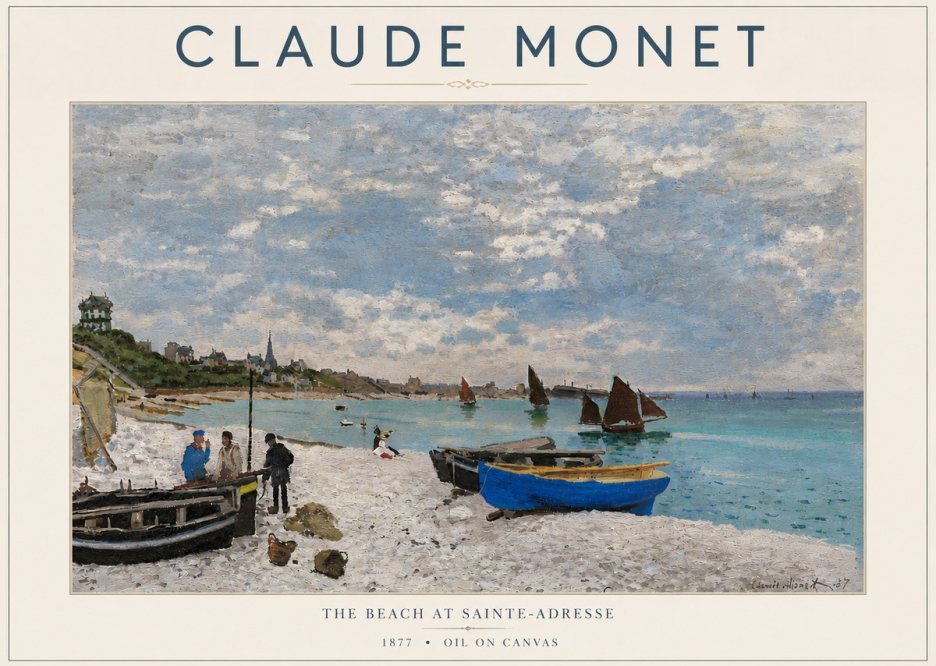 Monet The Beach at Sainte-adresse I No5 - Plakat