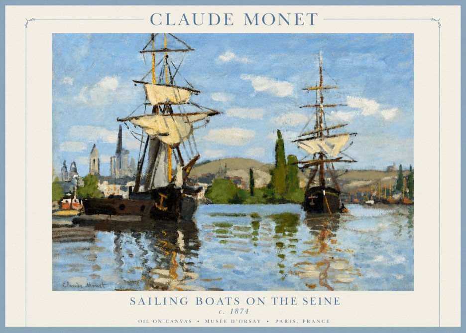 Monet Sailing Boats on the Seine No2 - Plakat
