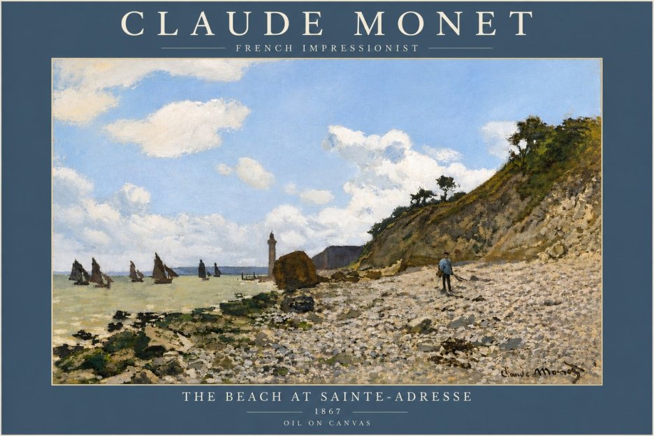 Monet The Beach at Sainte-adresse II No5 - Plakat