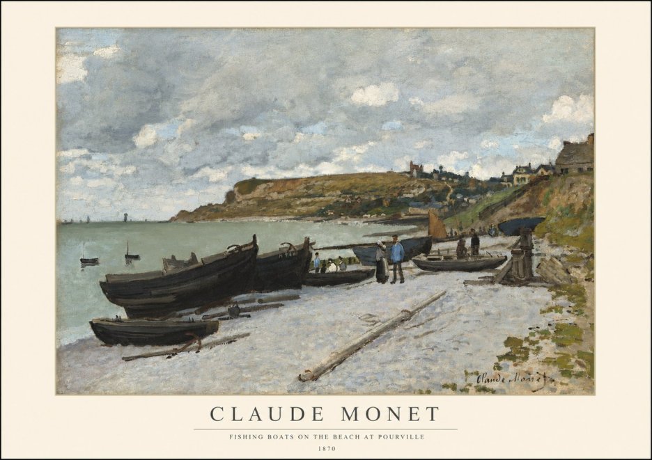 Monet Fishing Boats on the Beach at Pourville No1 - Plakat