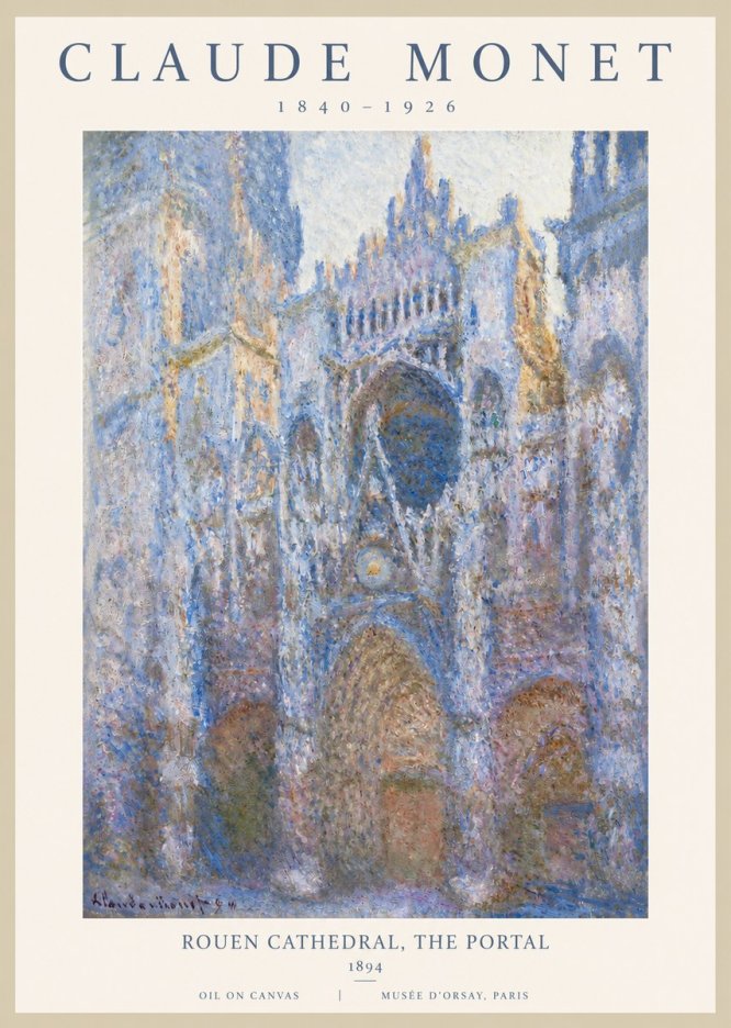 Monet Rouen Cathedral, the Portal No2 - Plakat