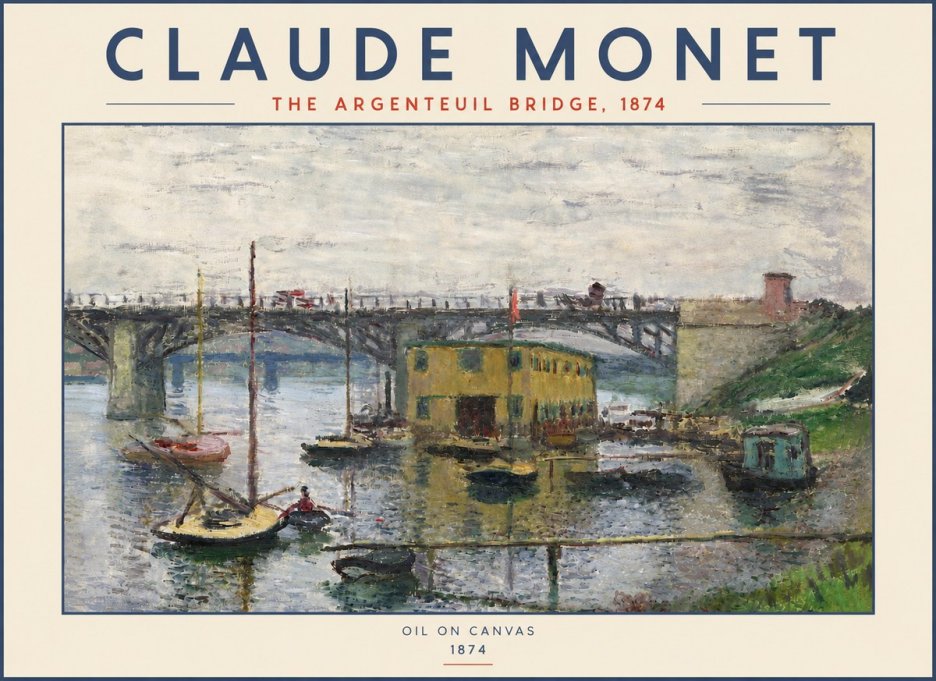 Monet The Argenteuil Bridge No4 - Plakat