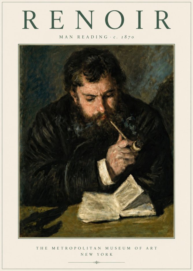 Renoir Man Reading No4 - Plakat