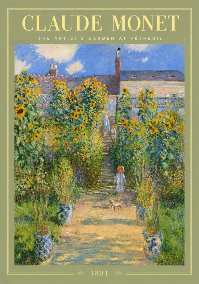 Monet The Artist's Garden at Vétheuil I No3 - Plakat