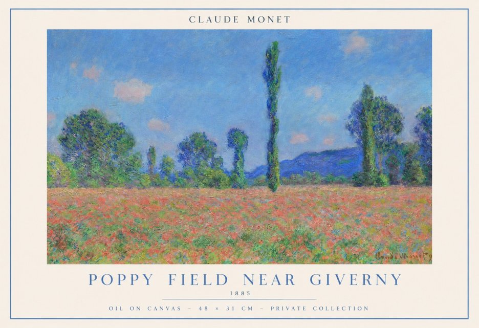 Monet Poppy Field Near Giverny No1 - Plakat