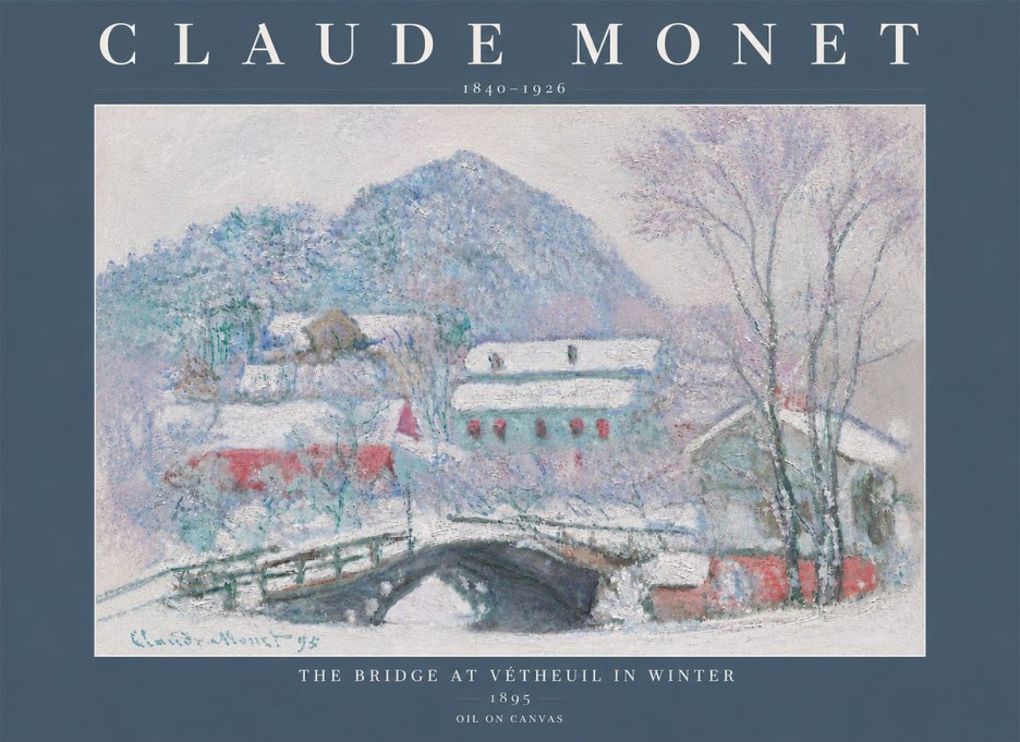 Monet The Bridge at Vétheuil in Winter No5 - Plakat