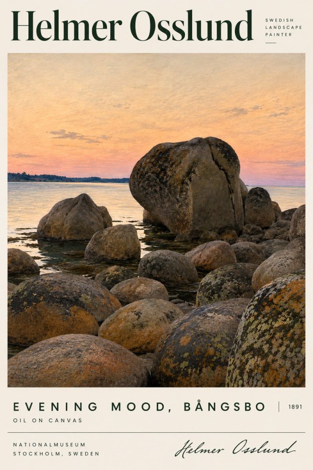 Helmer Osslund Evening Mood, Bångsbo - 1891 No4 - Plakat