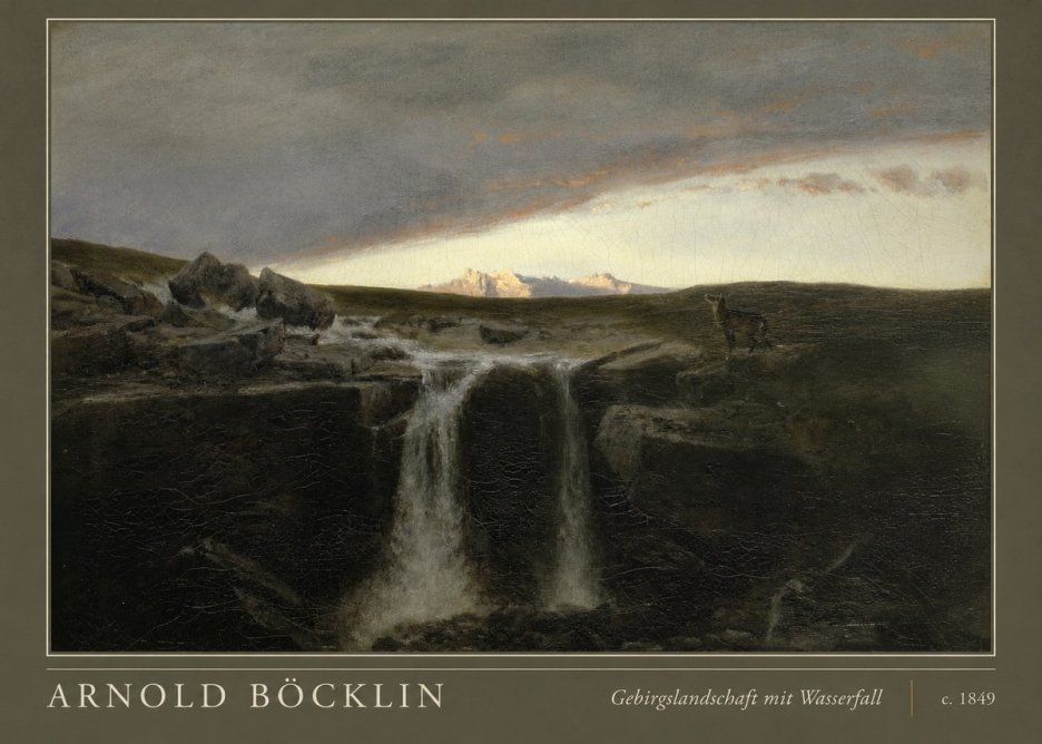 Arnold Böcklin Gebirgslandschaft Mit Wasserfall No3 - Plakat