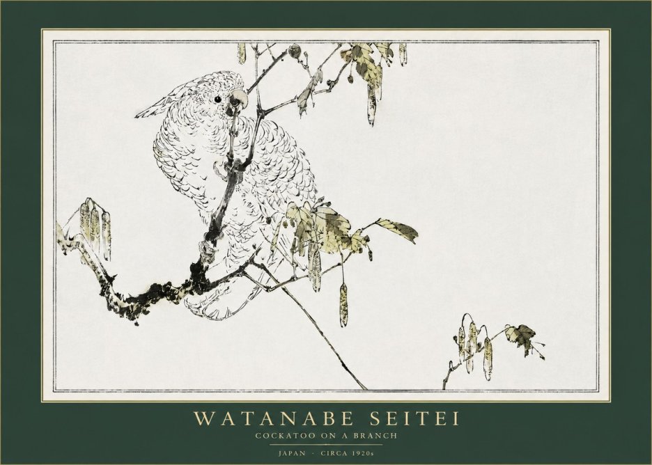 Watanabe Seitei Cockatoo on a Branch No2 - Plakat