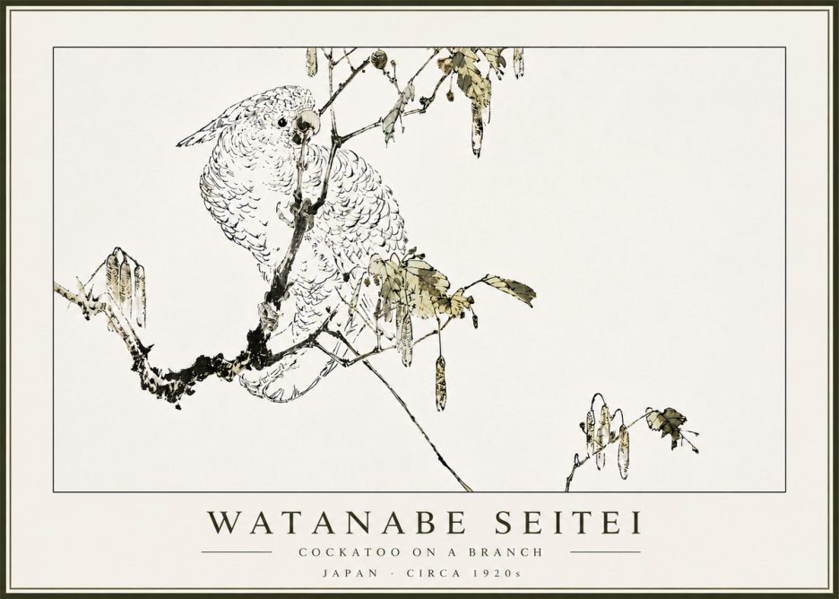 Watanabe Seitei Cockatoo on a Branch No5 - Plakat