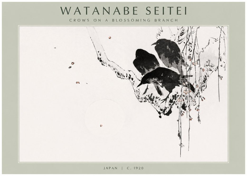 Watanabe Seitei Crows on a Blossoming Branch No2 - Plakat