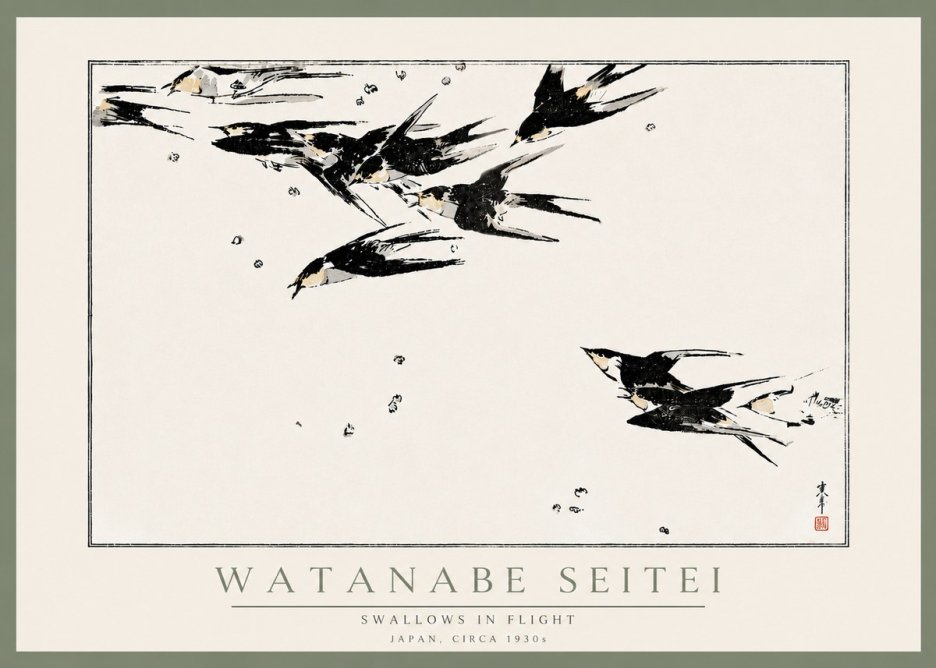 Watanabe Seitei Swallows in Flight No6 - Plakat