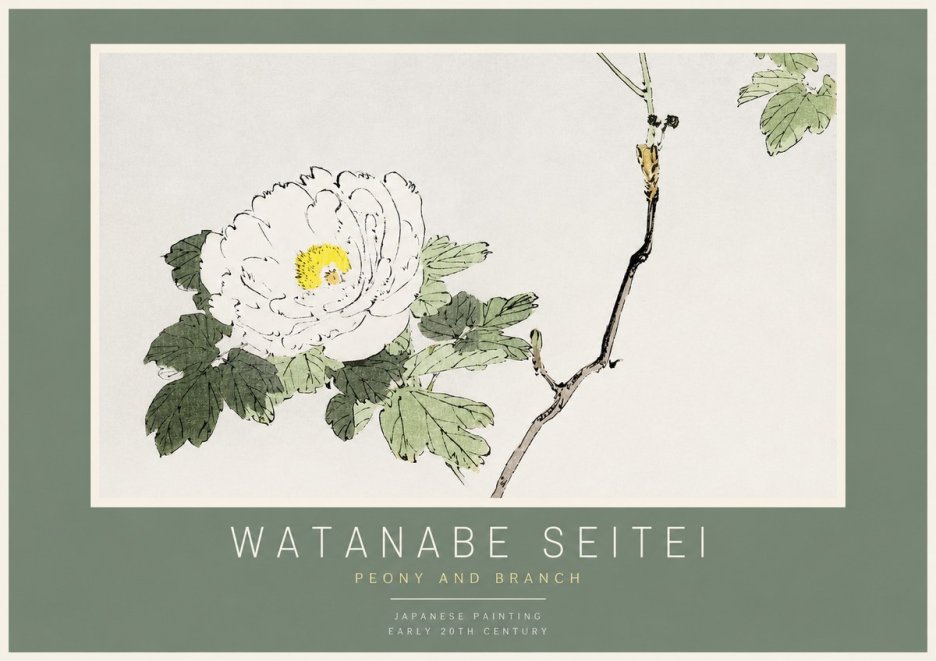 Watanabe Seitei Peony and Branch No2 - Plakat