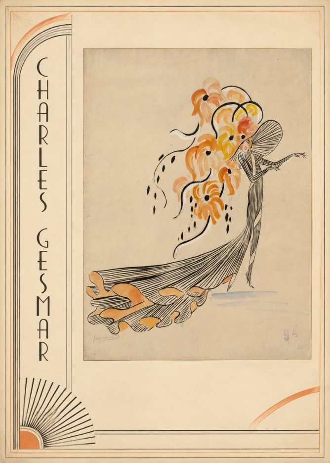 Charles Gesmar Lady with Floral Headdress No2 - Plakat