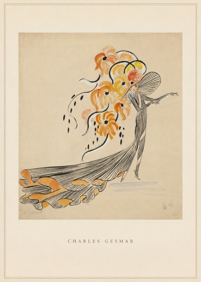 Charles Gesmar Lady with Floral Headdress No3 - Plakat