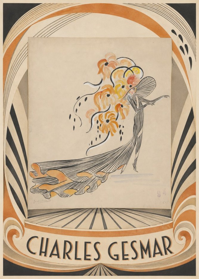Charles Gesmar Lady with Floral Headdress No4 - Plakat