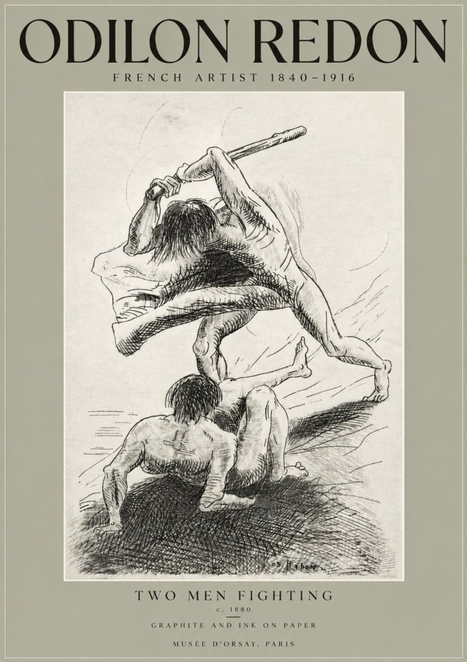 Odilon Redon Two Men Fighting No3 - Plakat