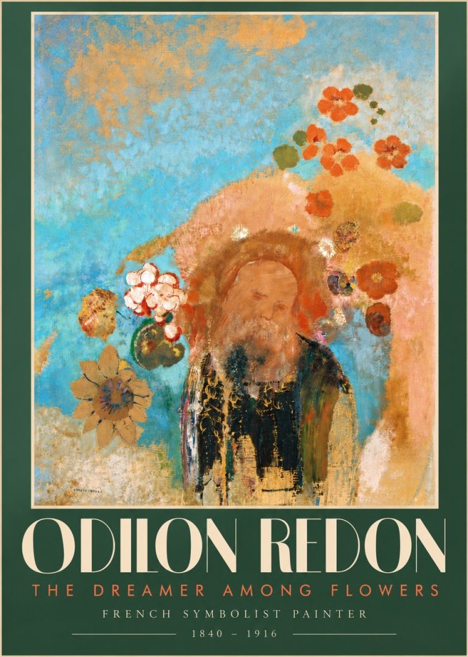 Odilon Redon The Dreamer Among Flowers No5 - Plakat