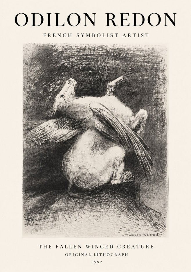 Odilon Redon The Fallen Winged Creature No1 - Plakat