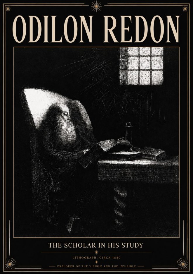 Odilon Redon The Scholar in His Study No3 - Plakat