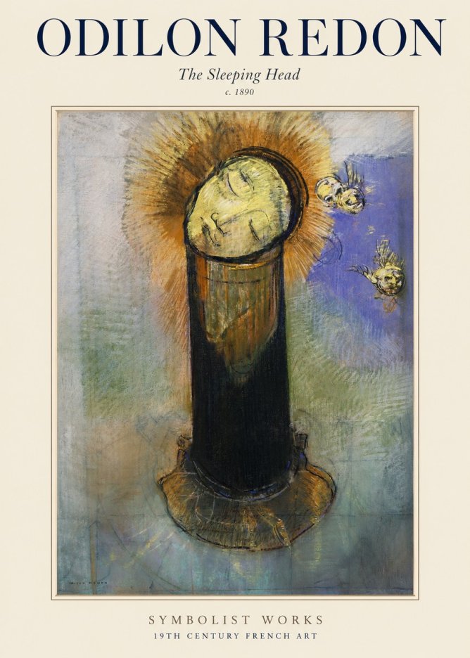 Odilon Redon The Sleeping Head No1 - Plakat