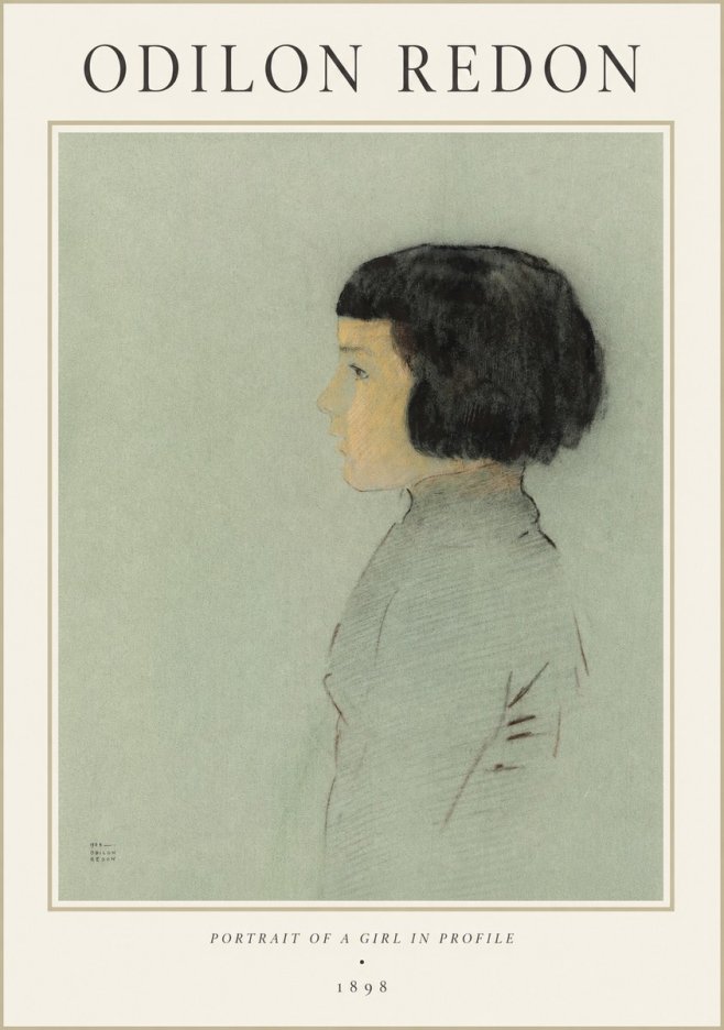 Odilon Redon Portrait of a Girl in Profile No1 - Plakat