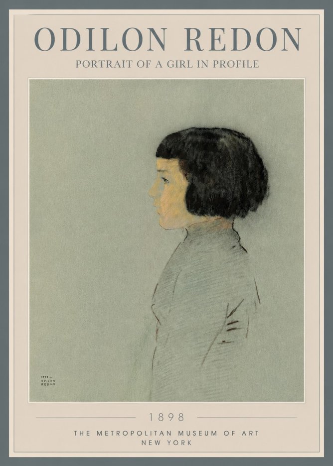 Odilon Redon Portrait of a Girl in Profile No3 - Plakat