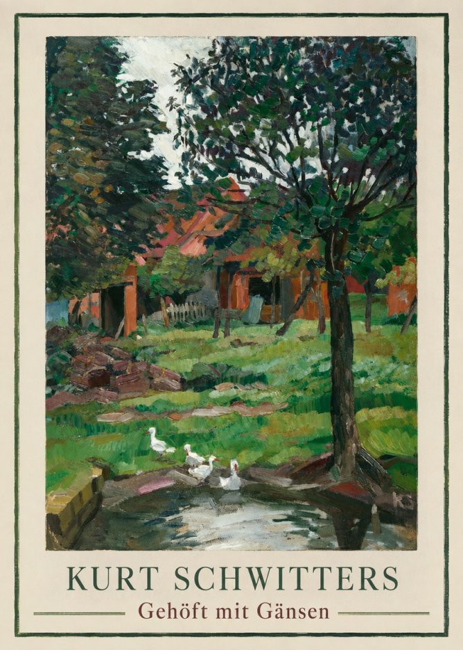 Kurt Schwitters Gehöft Mit Gänsen No1 - Plakat