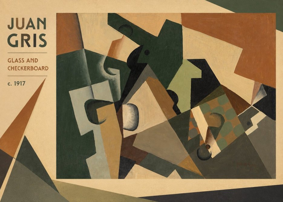 Juan Gris Glass and Checkerboard No3 - Plakat