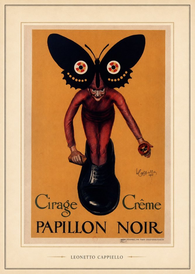 Leonetto Cappiello Cirage Crème Papillon Noir No5 - Plakat