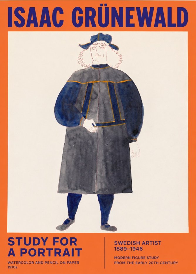 Isaac Grünewald Study for a Portrait No2 - Plakat