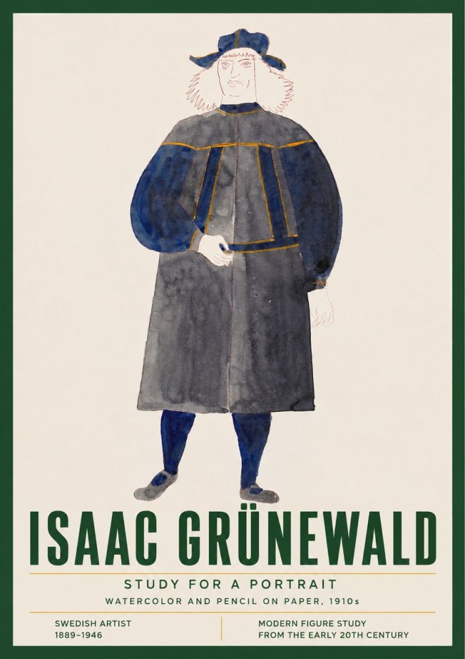 Isaac Grünewald Study for a Portrait No4 - Plakat