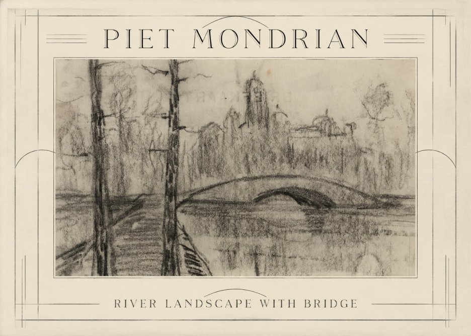 Piet Mondrian River Landscape with Bridge No1 - Plakat