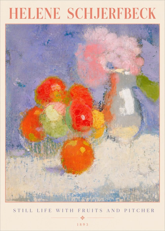 Helene Schjerfbeck Still Life with Fruits and Pitcher No5 - Plakat