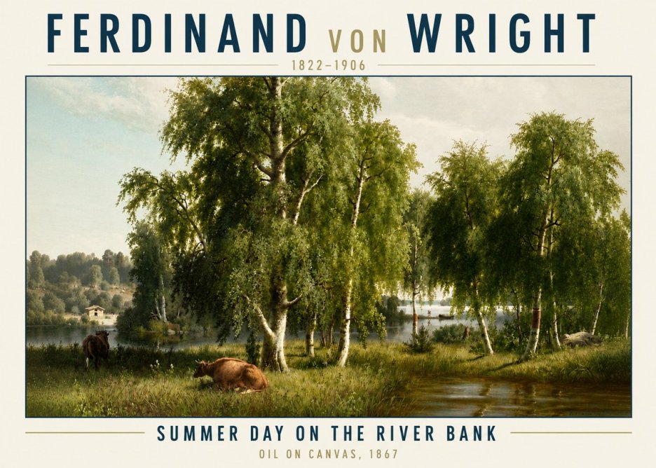 Ferdinand von Wright Summer Day on the River Bank No3 - Plakat