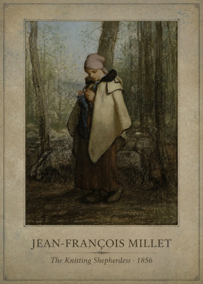 Jean-François Millet The Knitting Shepherdess · 1856 No1 - Plakat